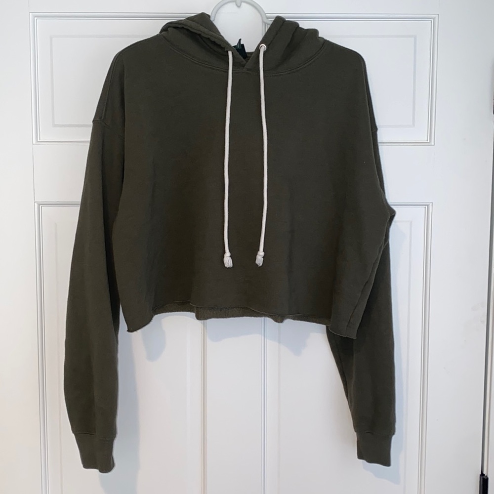 Cropped Olive green hoodie